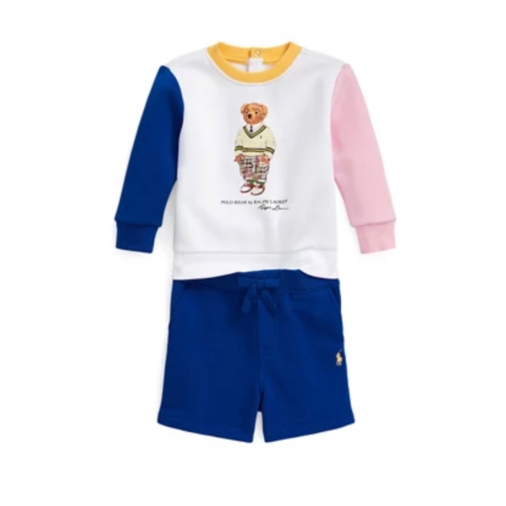 Baby Boys Polo Bear Fleece Sweatshirt and Shorts Set